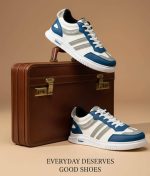 Terra Stripe blue colour lace up classical sneakers - Image 2