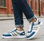 Terra Stripe blue colour lace up classical sneakers - Image 4